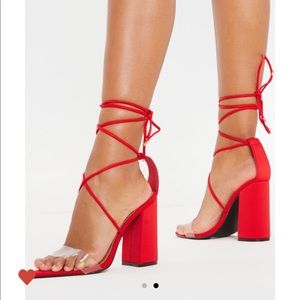 Red Clear Strap Heels